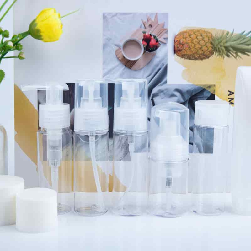 transparent Plastic Foam Bottle Soft Tube Airless Pump Bottle Set Cosmetic Travel Set