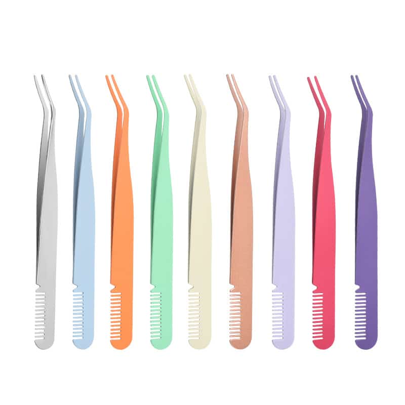Professional colour Multifunction 2 in 1Extension Tweezers with Comb Double Head