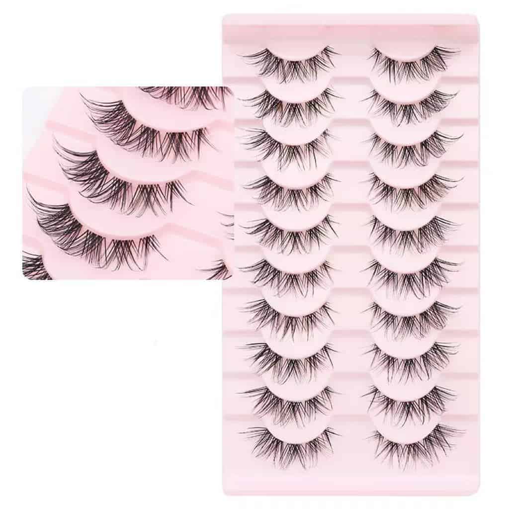 10Pair Handmade Natural Eyelashes Winged False Eyelashes 