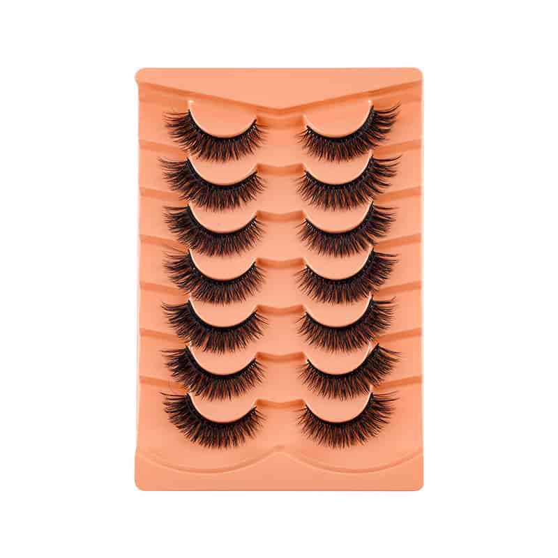Fiber Wispy clear Band Natural False Cat Eye Lashes Full Strip Eyelashes 