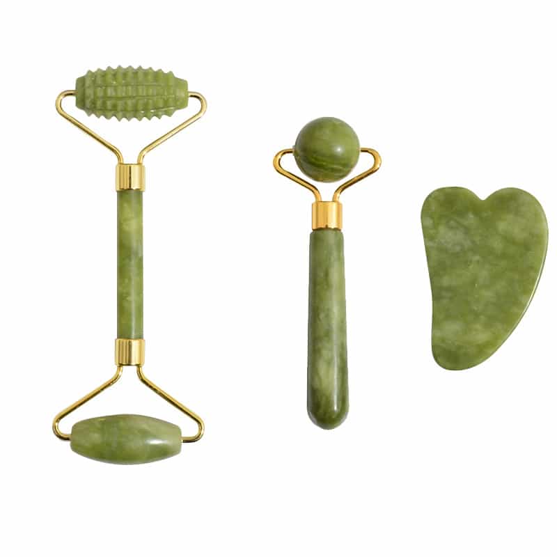 3 in 1 Portable Hand Massage Tool Jade Stone Massage Roller Set with Box Packaging