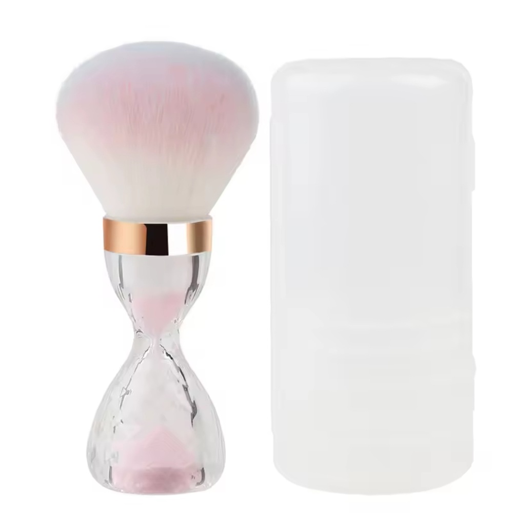 New Hot Bling Hourglass Practical Nail Dust Brush Single Luxury Powder Brush Custom Makeup Brushes with Box
