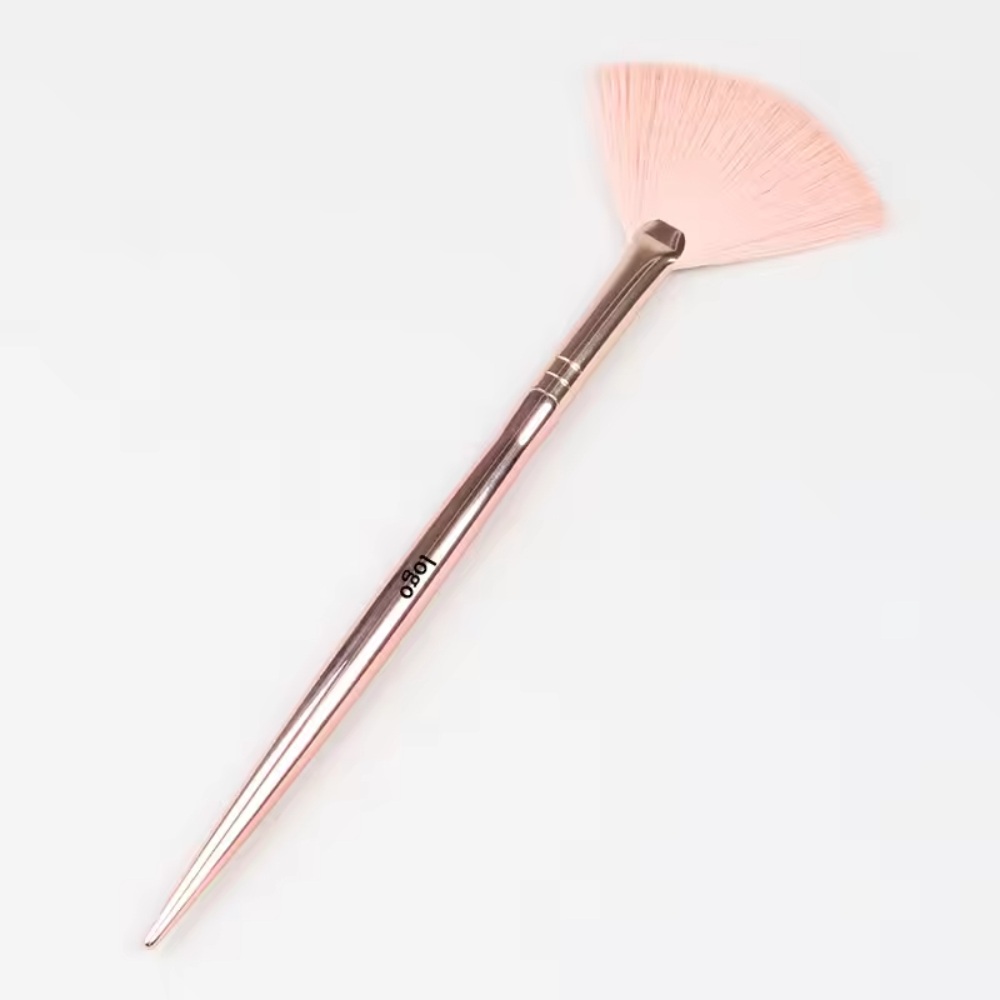 Single Custom Soft Nylon Pink Shiny Synthetic Hair Vegan Facial Brush High Quality Makeup Brush for Face