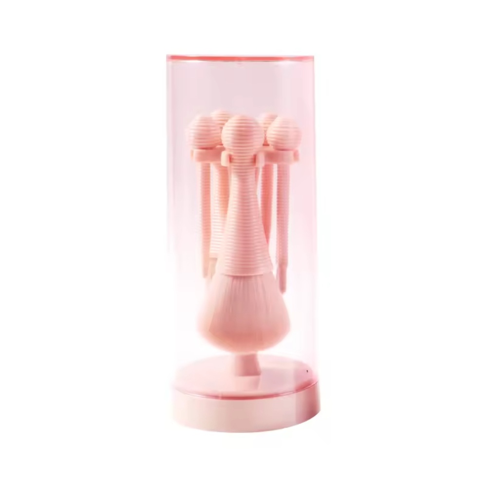 5 Pieces Mini Natural Hair Makeup Tools Vegan Wholesale Travel Makeup Brush Set With Holder