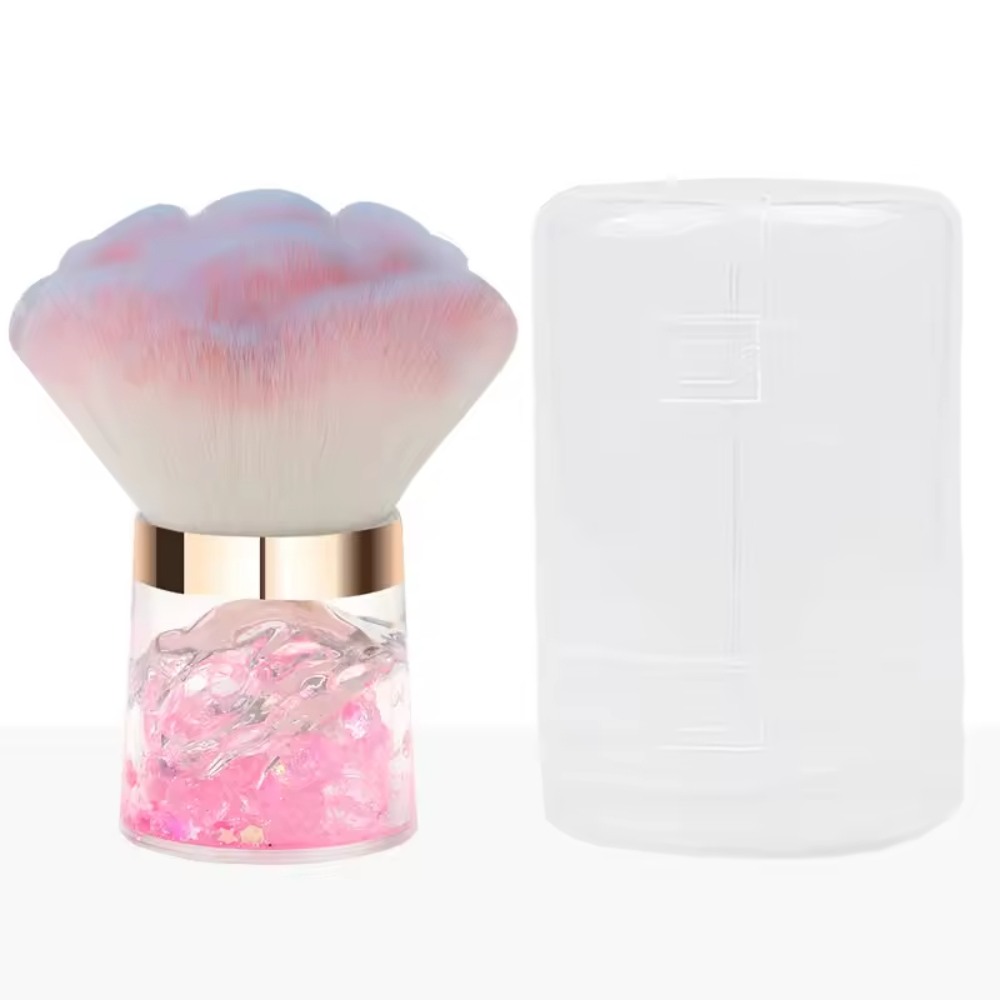 New Wholesale High Quality Pink Crytral Handle Nail Dust Brush Single Luxury Bling Powder Makeup Brush