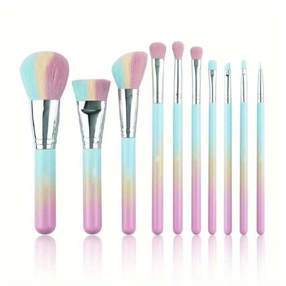 10-piece Three-color Makeup Brush Set. Suitable for Powder, Foundation, and Eyeshadow Brushes. High-quality Beauty Tool