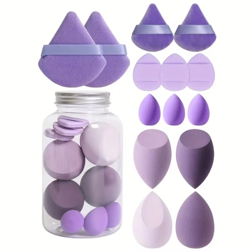 Wet and Dry Makeup Tool Set Waterdrop-Shaped Air Cushion Powder Puff and Finger Puff for Loose Makeup Beauty Sponge