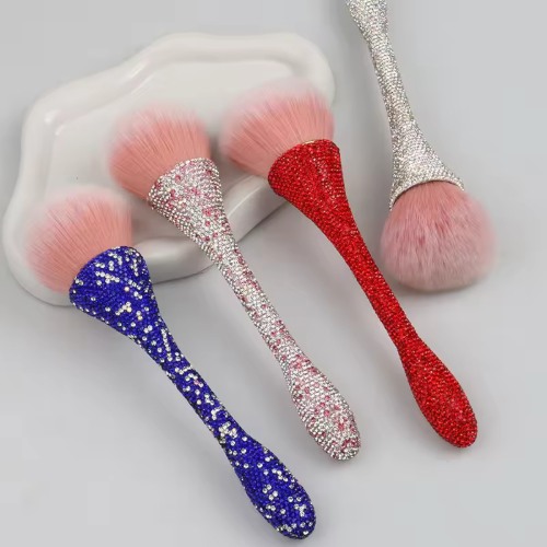 Wholesale Multi-Color Luxury Rhinestone Manicure Supplies Anti-Slip Beauty Tool Custom Nail Cleaning Brush Nail Brush