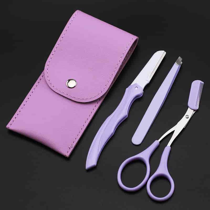 New Arrival 3pcs Makeup Purple Tweezers Extension Scissor Eyebrow Grooming Kit（2）.jpg